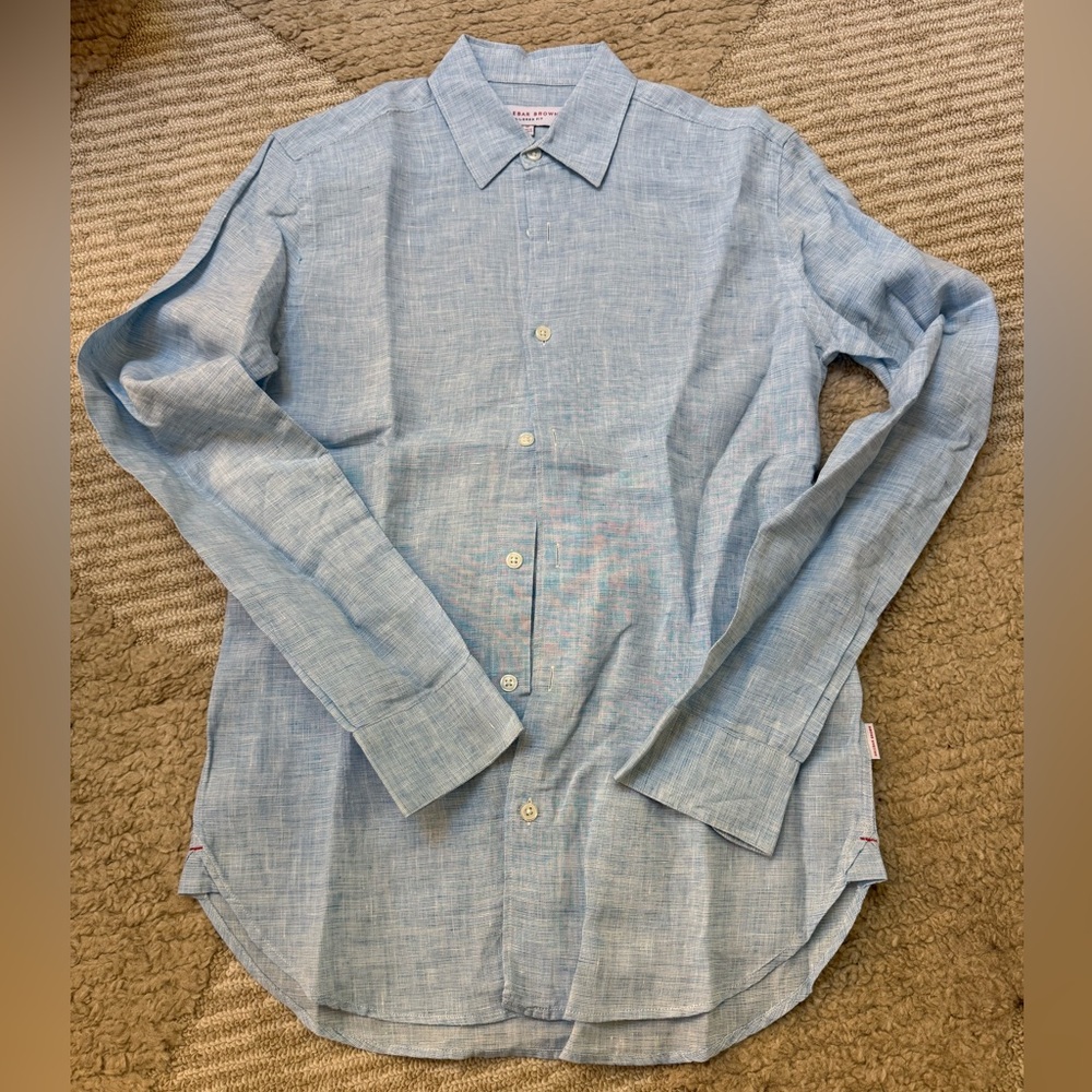 Orlebar Brown Tailored Fit Blue Button Down Shirt
